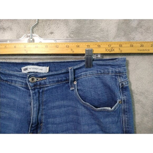 Levis 505 Jeans Womens 16 Blue Denim Straight Leg High Rise Medium Wash Stretch - Picture 3 of 10